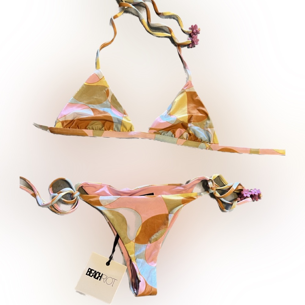 Beach Riot Bikini Top and Bottom Medium Tie Sides